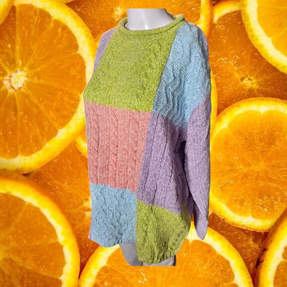 Samantha Taylor Women's Acrylic Colorblock Crew Neck Long Sleeve Sweater Size L‎ - Picture 4 of 7